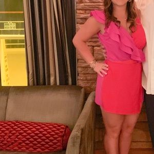 Two piece pink and red outfit